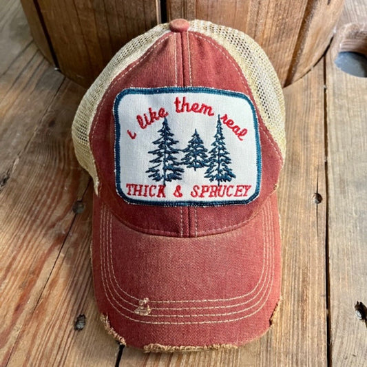 "Thick & Sprucey" Holiday Themed Distressed Unisex Hat - Wander Together Outfitters