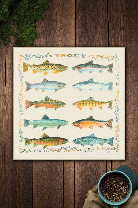 Trout Lover’s Bandana – Natural Cotton, Outdoors - Inspired - Wander Together Outfitters