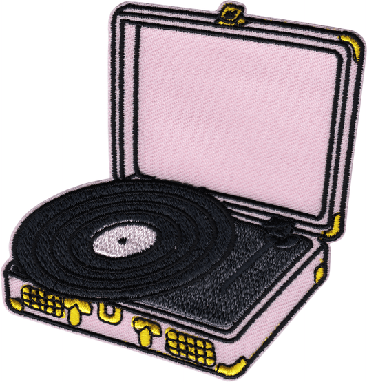Turntable - Pink Briefcase Style Record Player Iron On Patch - Wander Together Outfitters