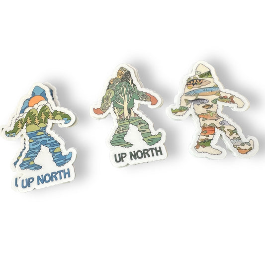 "Up North" and Fishing Bigfoot Stickers - Wander Together Outfitters