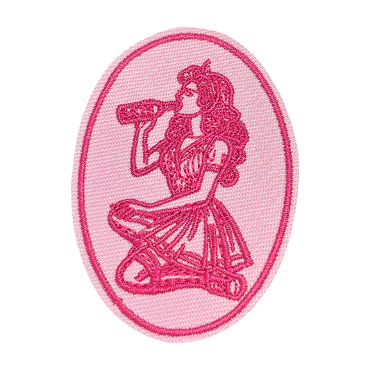 Woman Drinking Beer Iron On Patch - Wander Together Outfitters