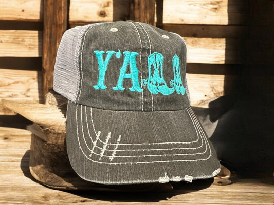 “Y’ALL” Distressed Cap - Wander Together Outfitters