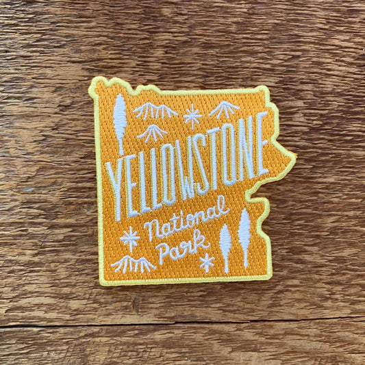 Yellowstone National Park Embroidered Iron On Patch (Yellow) - Wander Together Outfitters