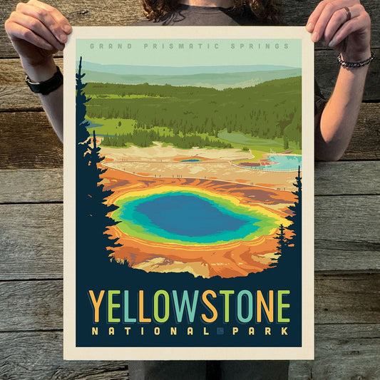 Yellowstone National Park: Grand Prismatic Springs (63 National Parks) Art Print - Wander Together Outfitters