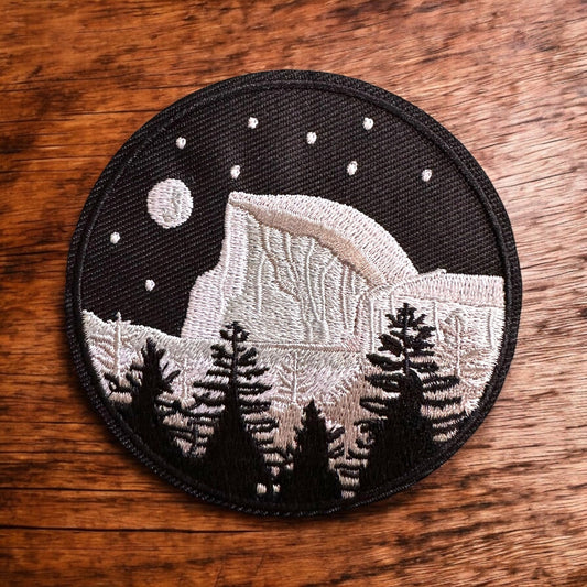 Yosemite Half Dome Moon Embroidered Iron On Patch - Wander Together Outfitters