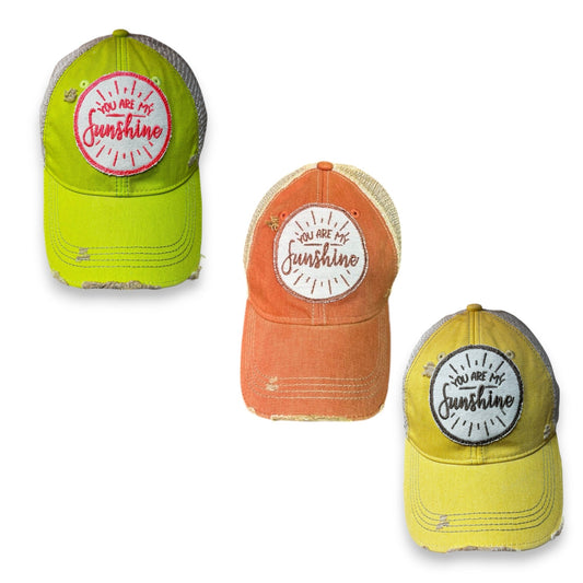 “You Are My Sunshine” Distressed Caps - Wander Together Outfitters
