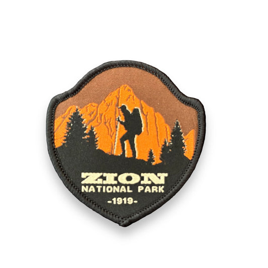 Zion National Park Iron On Patch (Hiker) - Wander Together Outfitters