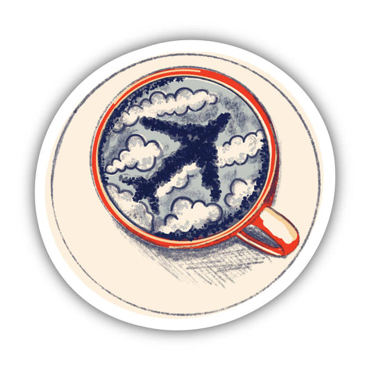 Airplane Latte Art Sticker - Wander Together Outfitters