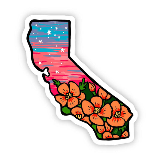 California Floral & Sky Sticker - Wander Together Outfitters