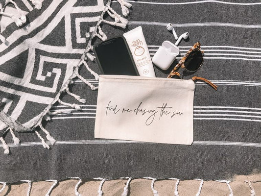 “Chasing the Sun” Essentials Beach Pouch - Wander Together Outfitters