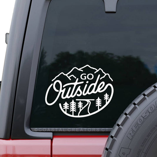 “Go Outside” White Vinyl Car Window Decal - Wander Together Outfitters