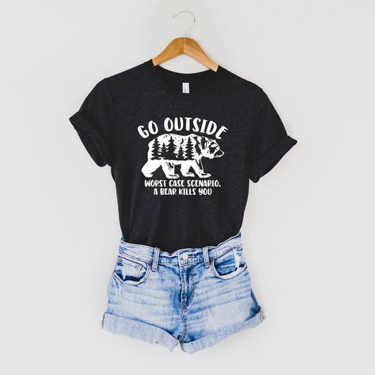 "Go Outside Worst Case Scenario A Bear Eats You" Unisex T-Shirt (CLEARANCE) - Wander Together Outfitters