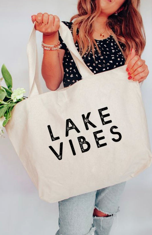 "Lake Vibes" Extra Large Tote Bag - Wander Together Outfitters