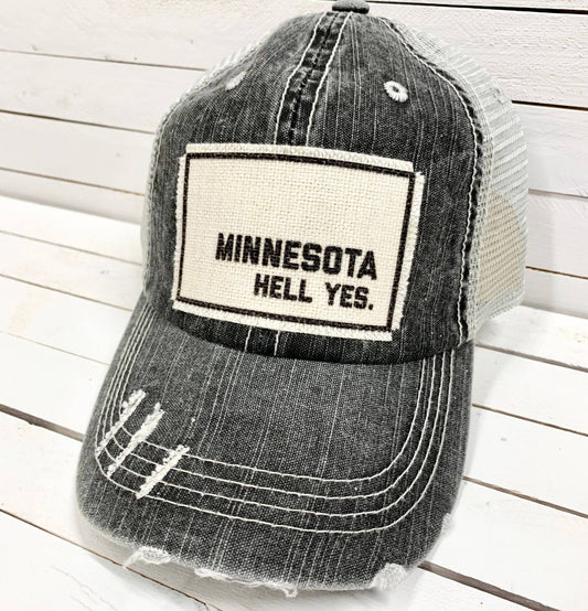 "Minnesota Hell Yes" Unisex Distressed Trucker Caps - Wander Together Outfitters