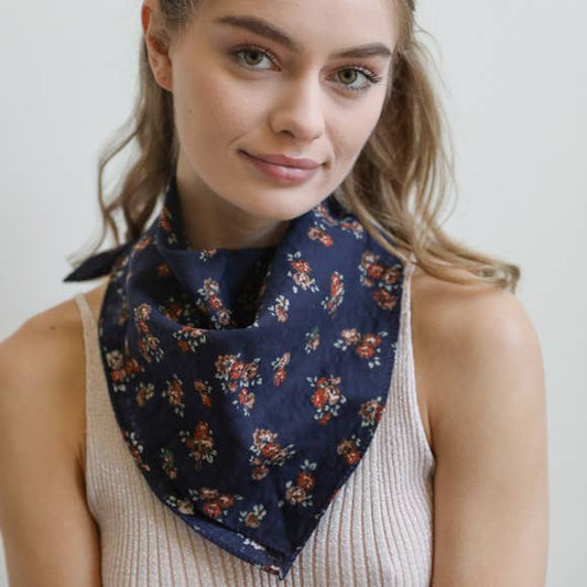 Navy Floral Bunch Bandana (CLEARANCE) - Wander Together Outfitters