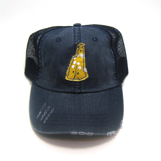 New Hampshire Hat - Distressed Navy Hat - Many Fabrics - Wander Together Outfitters