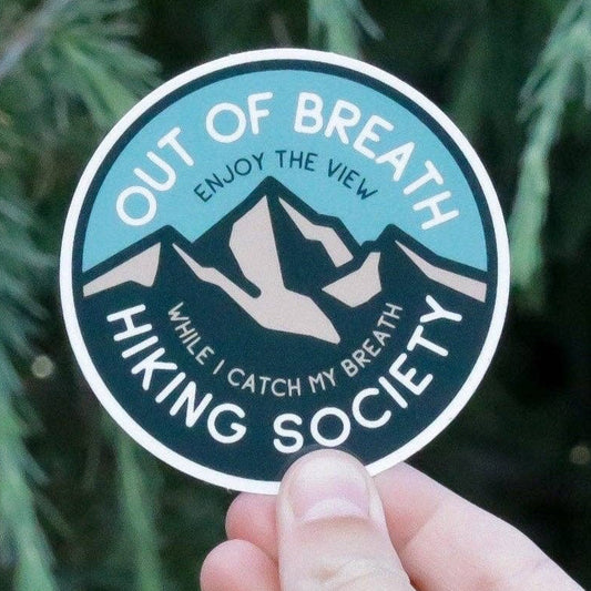 "Out of Breath Hiking Society" Round Sticker - Wander Together Outfitters