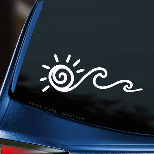 Sun and Waves Car Window Decal - Wander Together Outfitters