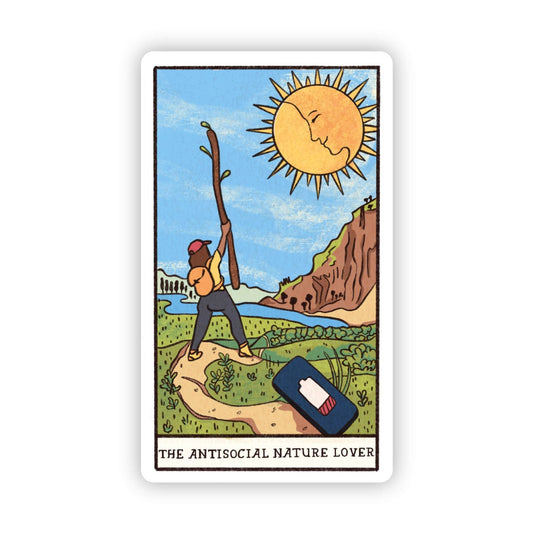 "The Anti Social Nature Lover" Tarot Card Sticker - Wander Together Outfitters
