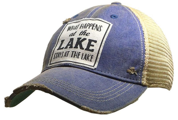 "What Happens At The Lake Stays At The Lake" Distressed Unisex Cap