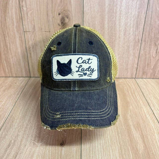 "Cat Lady" Distressed Trucker Hat