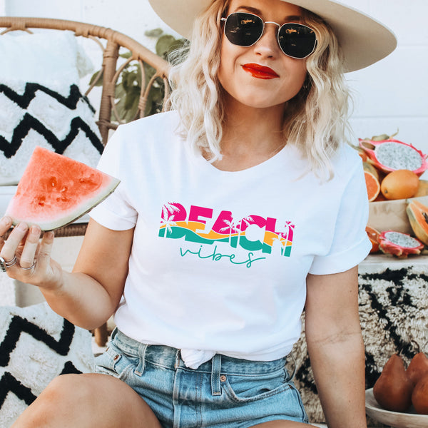 "Beach Vibes" Colorful Palm Trees T-Shirt