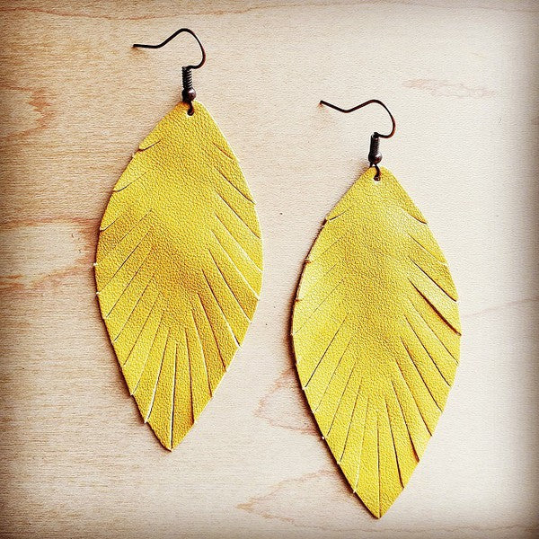 Yellow Suede Feather Earring