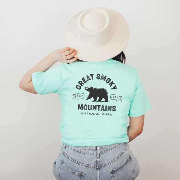 "Smoky Mountains" Vintage National Park Tee:  Front & Back Graphic Tee