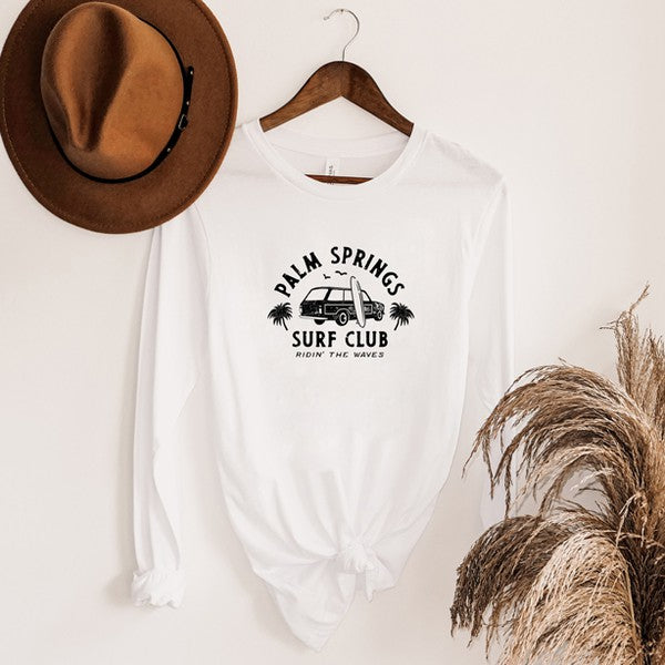 “Palm Springs Surf Club” Long Sleeve Graphic Tee