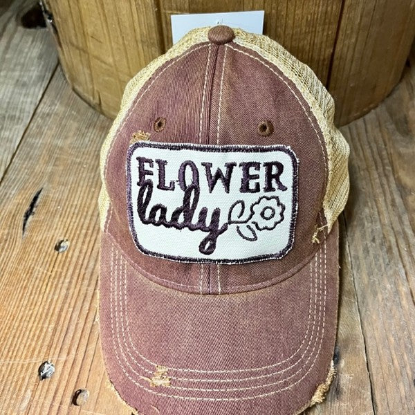 "Flower Lady" Vintage Distressed Cap