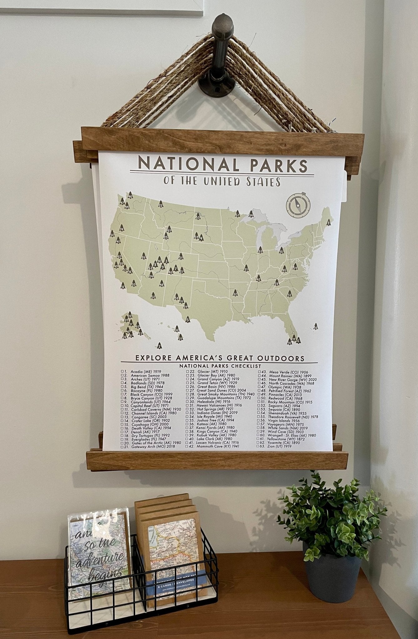 18x24 Framed Canvas National Parks Checklist - Wander Together Outfitters