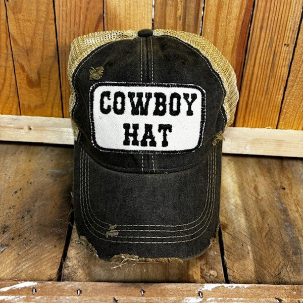 “Cowboy Hat” Unisex Distressed Trucker Cap