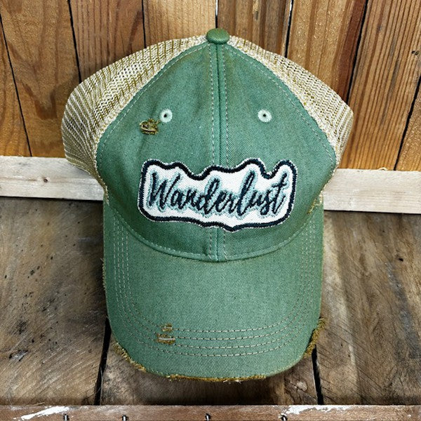 “Wanderlust” Distressed Cap