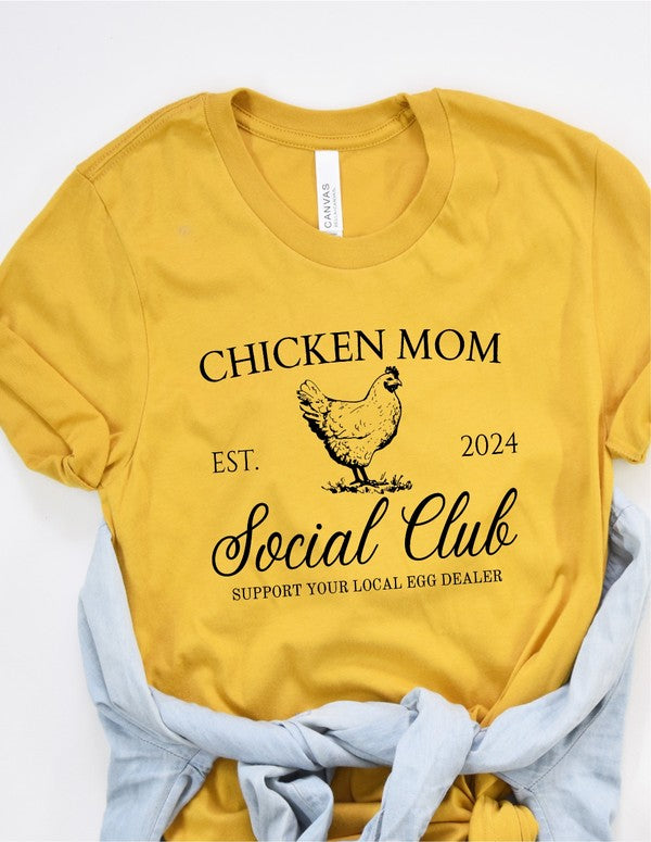 "Chicken Mom Social Club" Graphic Boutique T-Shirt (Various Colors)