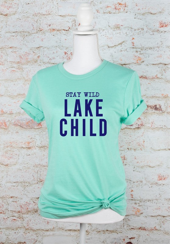 " Stay Wild Lake Child" Graphic T-Shirt (Plus Size)