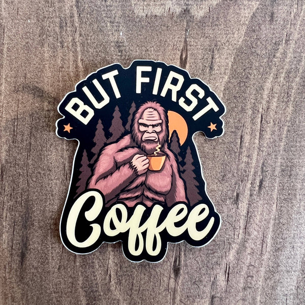 Bigfoot Loves Coffee Sticker