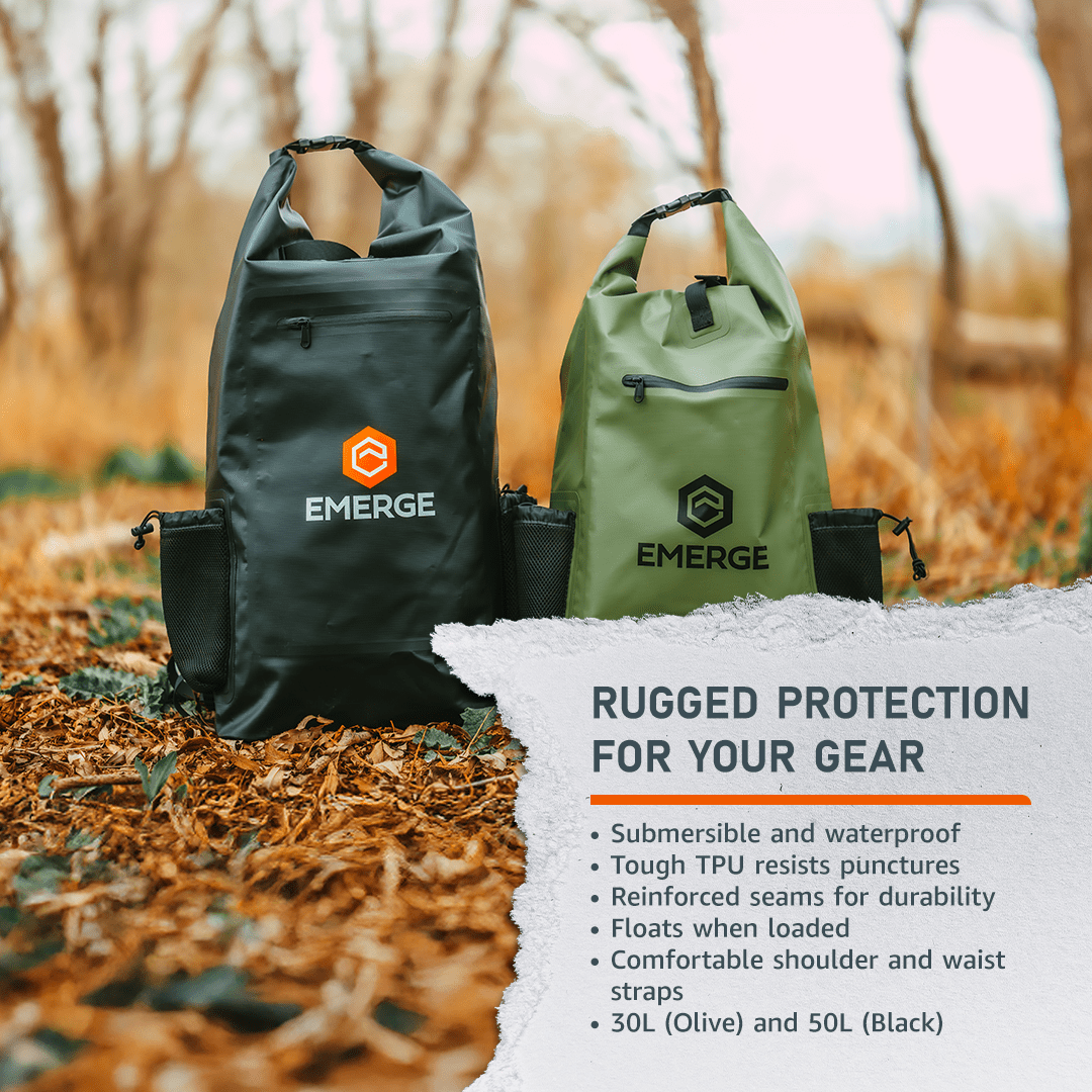 30L Heavy Duty Dry Bag w/ Straps - Olive - Wander Together Outfitters