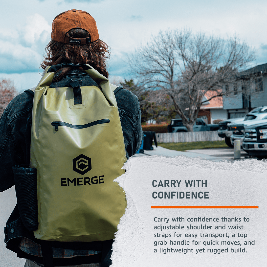 30L Heavy Duty Dry Bag w/ Straps - Olive - Wander Together Outfitters