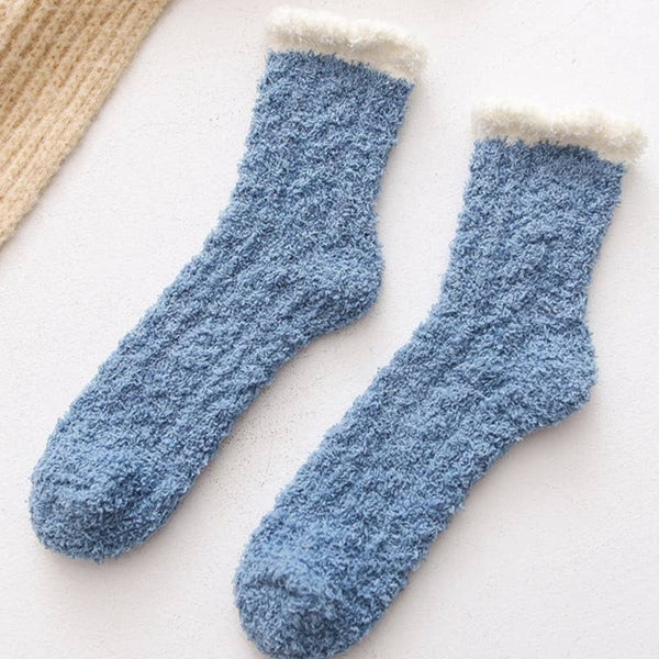 Indigo Two-Tone Plush Socks