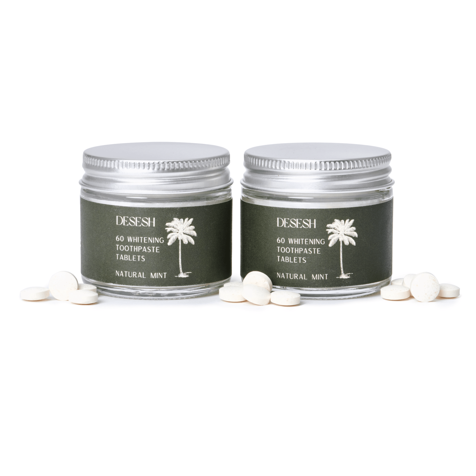 60 Toothpaste Tablets (Fluoride Free, Whitening, Mint) & Bamboo Toothbrush Set - Wander Together Outfitters