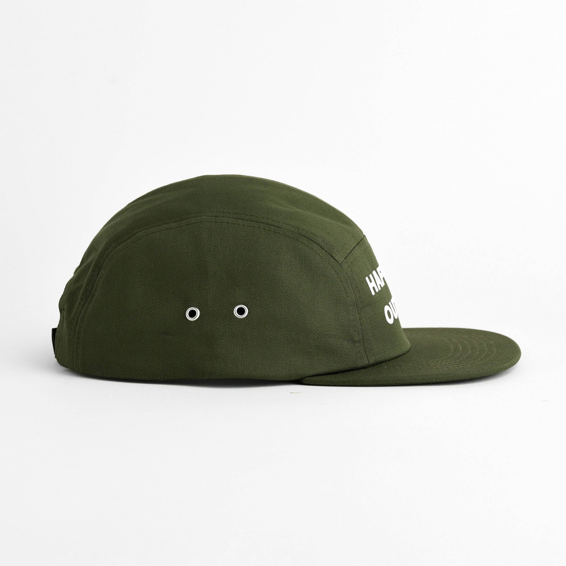 Green cap with white logo on a light gray background