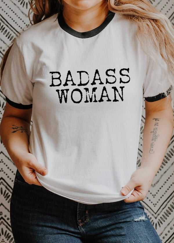 "Badass Woman" Typewriter Font - Retro Fitted Ringer