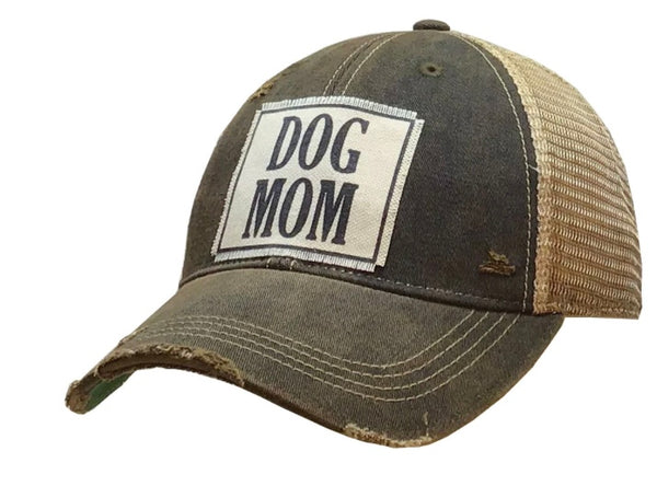 "Dog Mom" Distressed Trucker Cap