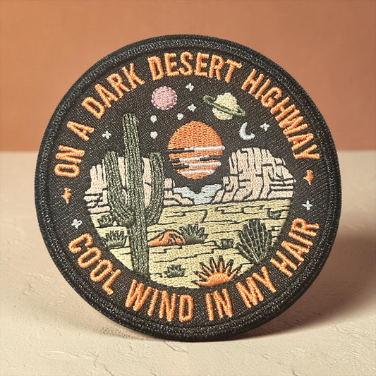 “On A Dark Desert Highway” Iron On Patch
