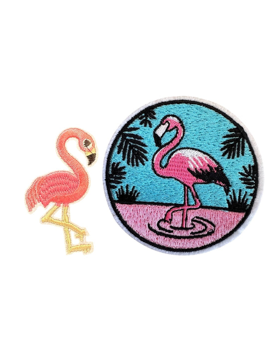 Flamingo Embroidered Iron On Patches (Various Styles)