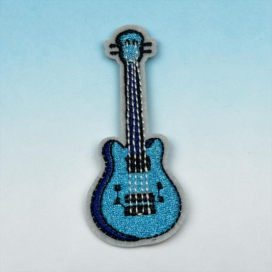 Blue Electric Guitar Iron On Patch
