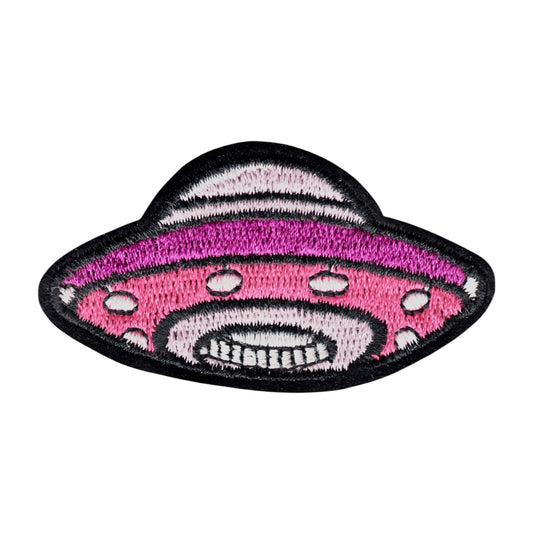 UFO Pink And Purple Flying Saucer Iron On Patch