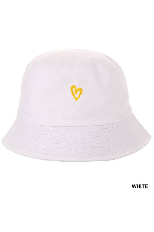 Yellow Heart White Bucket Hat