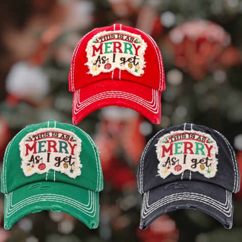 “This Is As Merry As I Get” Distressed Unisex Trucker Cap