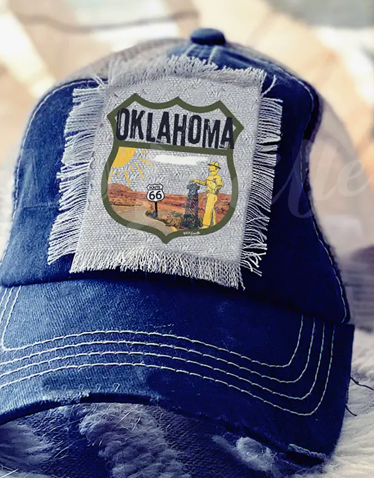 "Oklahoma" State Patch Trucker Hat